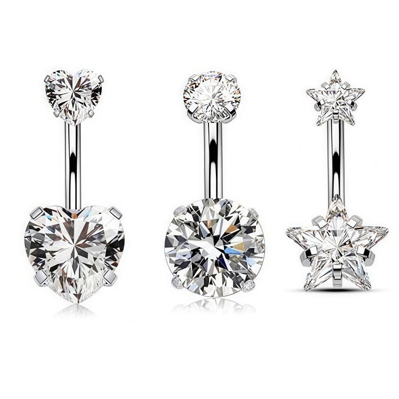 Sexy Belly Navel Piercing Stainless Steel  Heart Belly Button Ring For Women Girls Belly Piercing Ring Body Jewelry