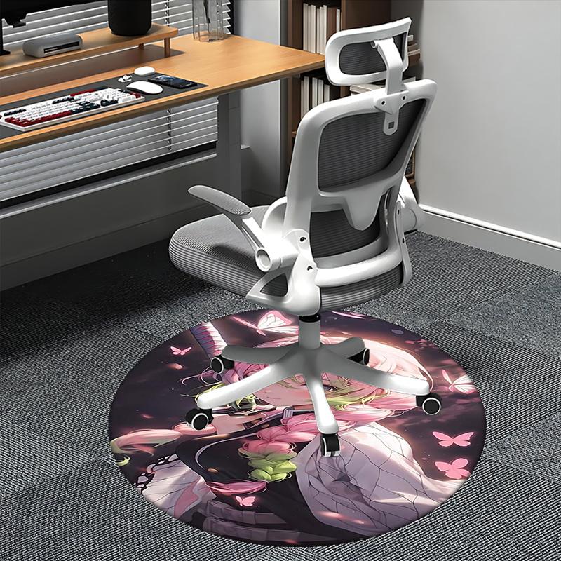 

Demon Slayer Chair mat Round Rug-Office carpet, Machine Washable, Non-slip, Suitable for Living Rooms, Bedrooms, Entryways, and Holiday-them 80cm by 80cm