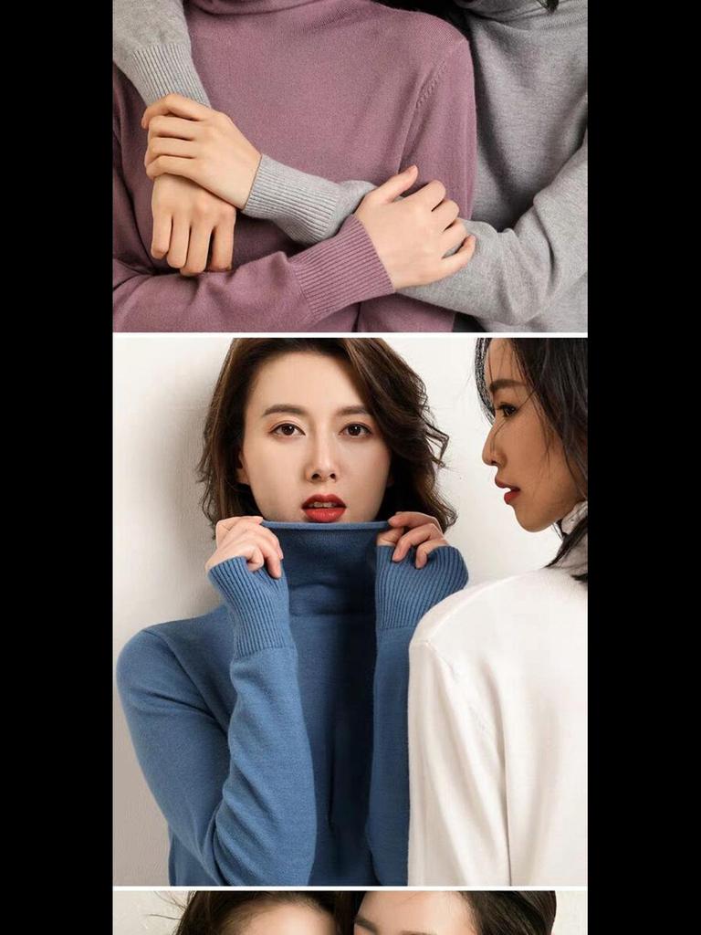 Maglione pullover a collo alto in pile da donna - Versatile e vestibilità aderente
