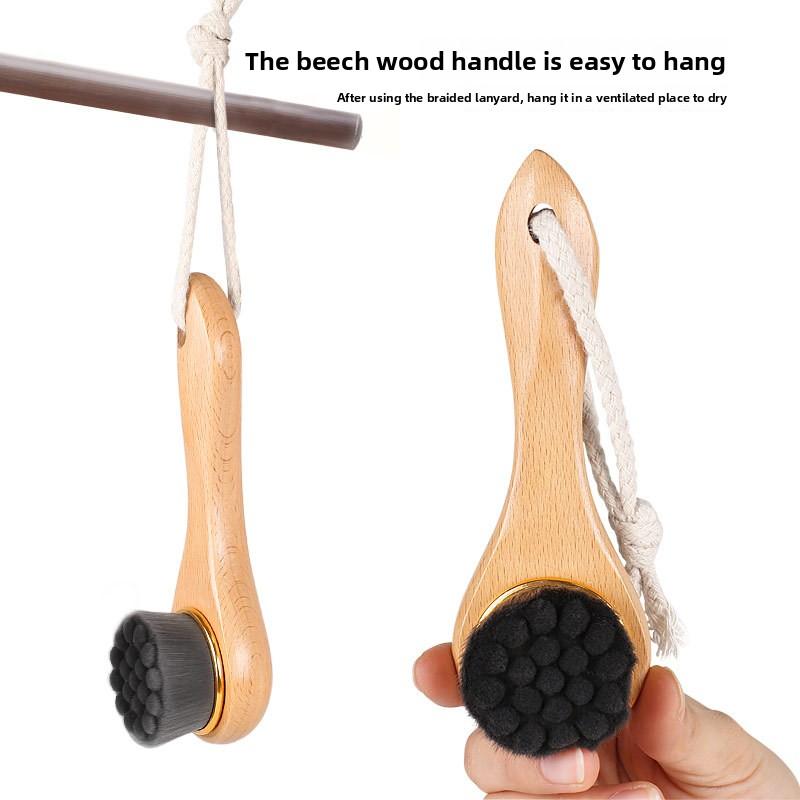 SPA Face Wash Brush Beech Long Handle Nano Silk Cleansing Brush Face Wash Makeup Remover Blackhead Soft Massage Brush