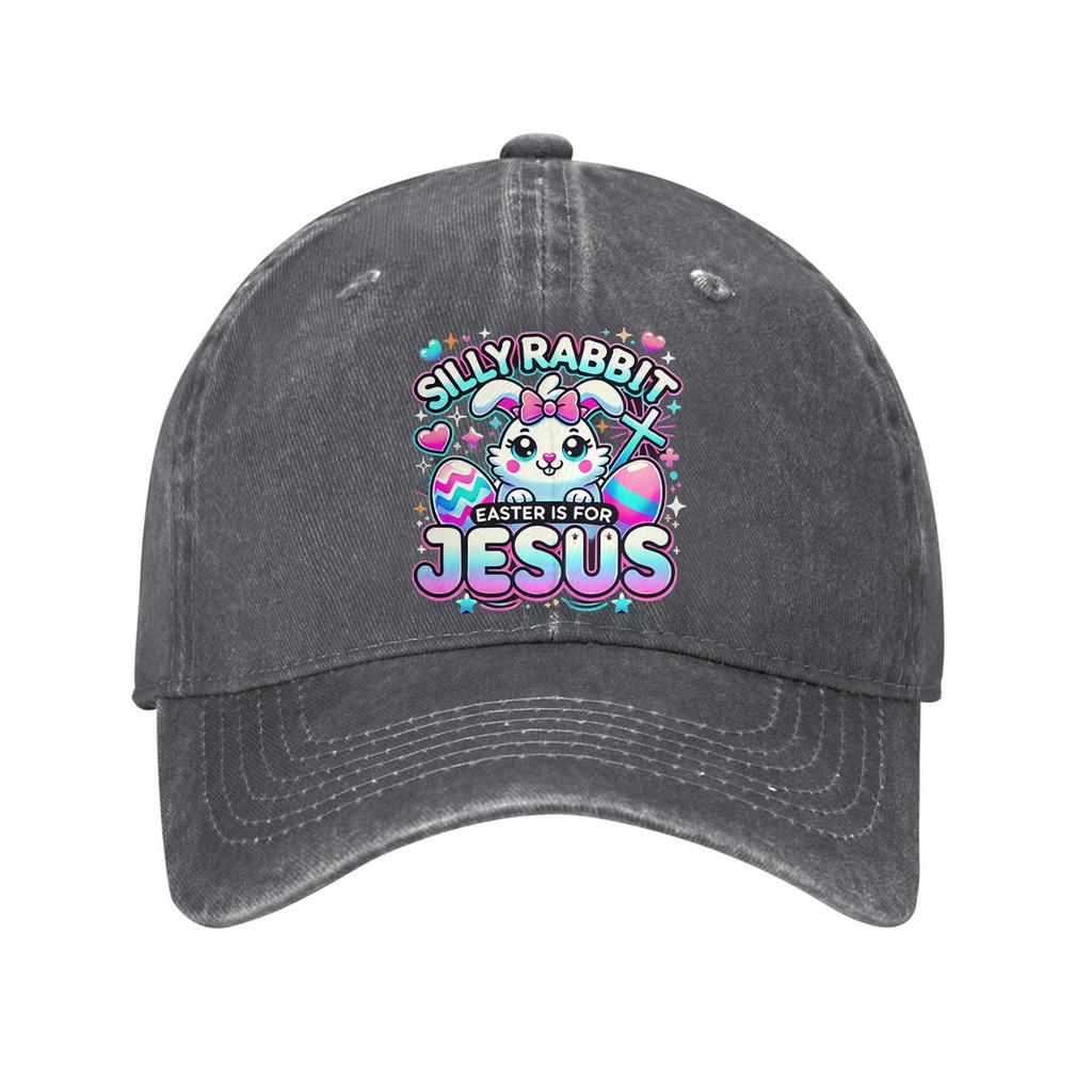 Silly Rabbit Easter Jesus Print Baseball Cap Adjustable Cotton Casual Distressed Unisex Adult Cap