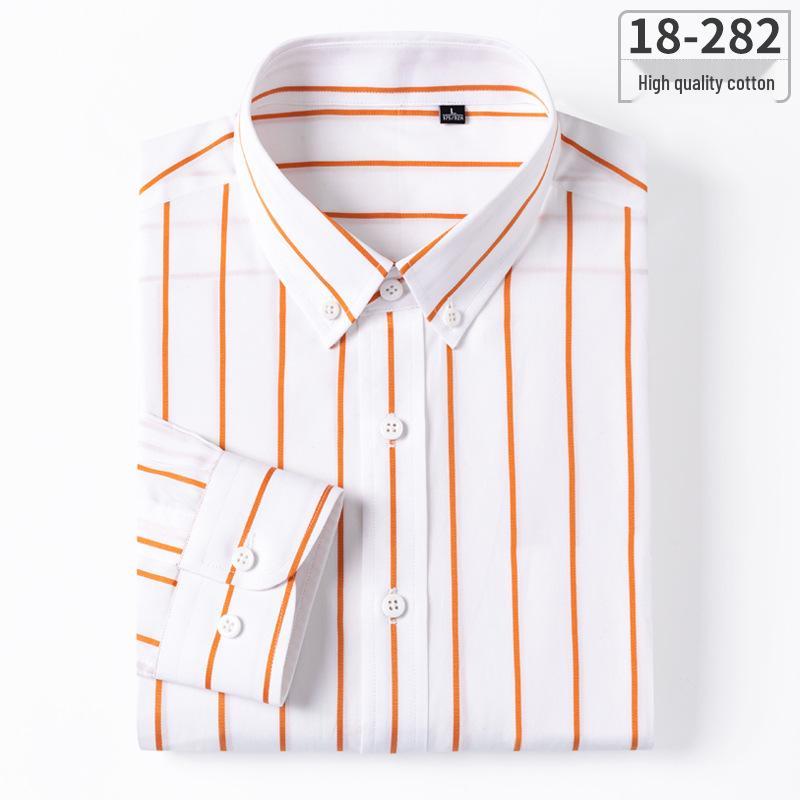 Men's Slim Fit Plaid Striped Pure Cotton Shirt