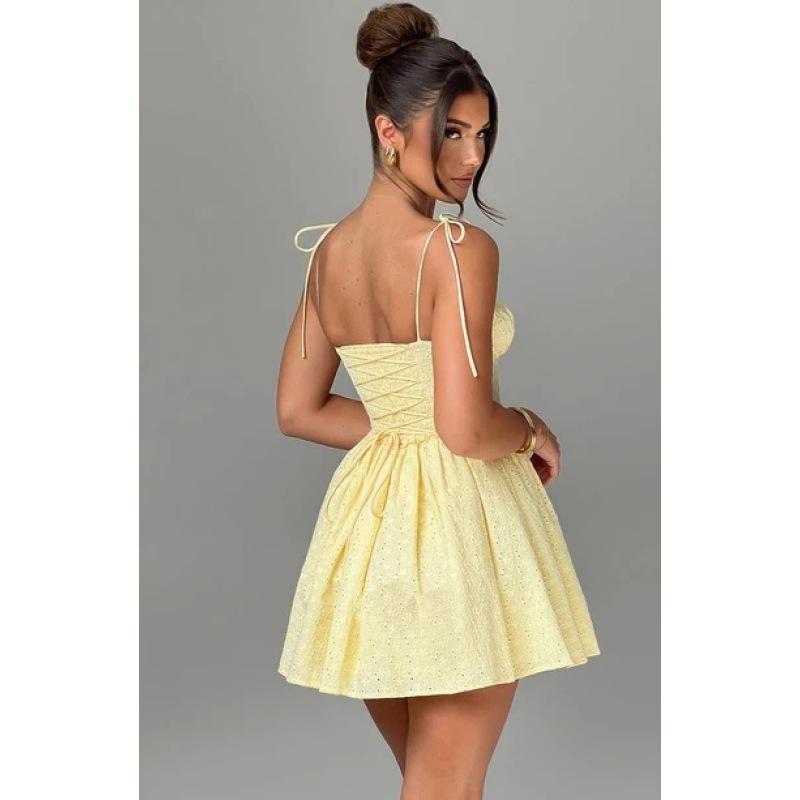 Damen Einfarbiges, gerüschtes Abschlussball-Minikleid, Spicy Girl Party, Hosenträger-Blasenkleid, Weiblich, Klassisch, Geburtstag, Cinderella-Taille, Kleid