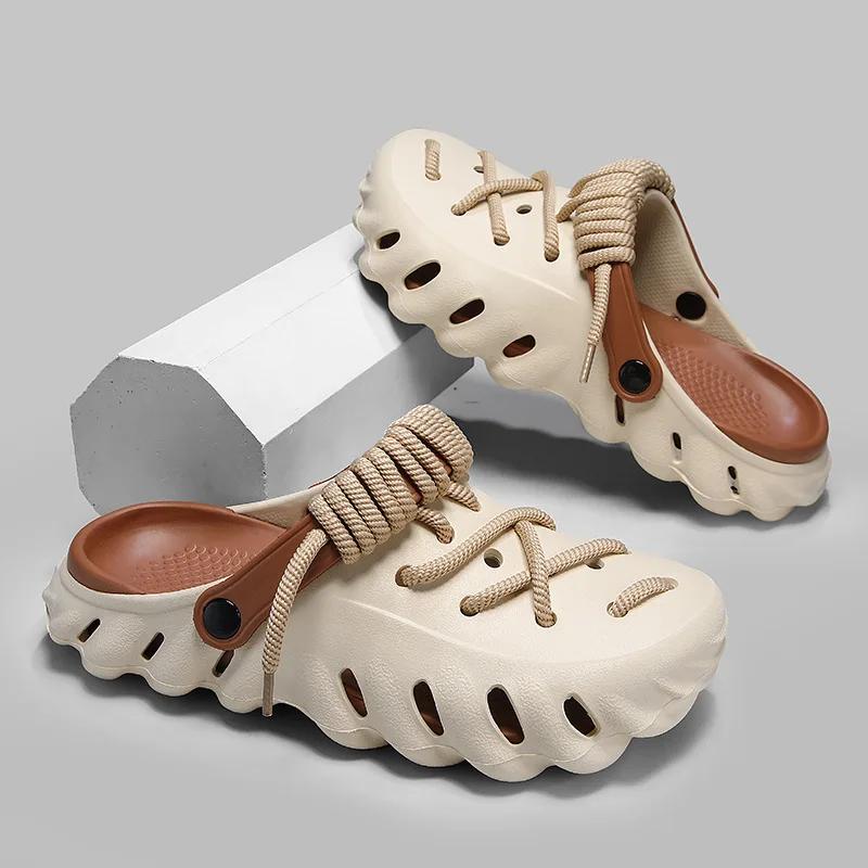 Nuove 2025 Moda Uomo Sandali da Esterno Scarpe da Spiaggia Estive Fondo Spesso Traforate EVA Traspiranti Slip-On Ciabatte da Acqua Coppie