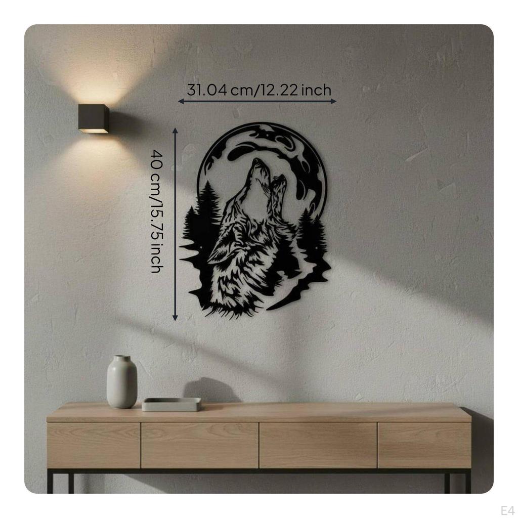 Wolf Metal Wall Art Cut Minimalist Design Iron Animal Hanging for Nature