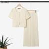 ZANZEA Damen Kurzarm Bluse und Hose Sommer Zweiteiler Anzugsets