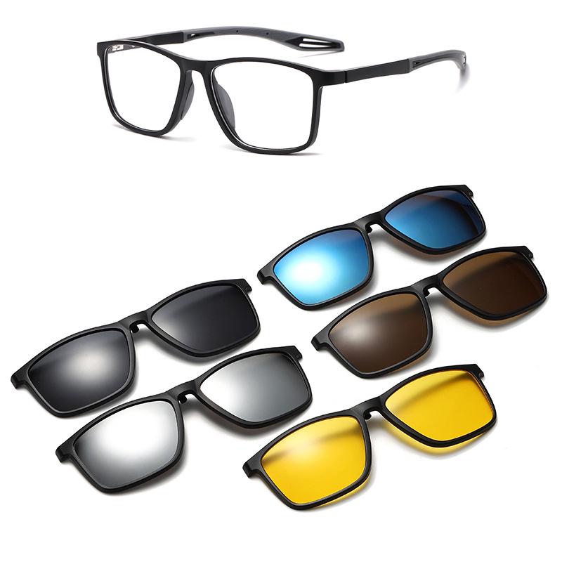

Unisex TR Silicone Sports Glasses Frame with HD Magnetic Clip-on Lenses for Myopia and Outdoor Anti-drop Use PC Frame