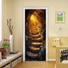 Cave scenery door stickers, suitable for bedrooms, living rooms, and bathrooms; natural landscape wall stickers.
