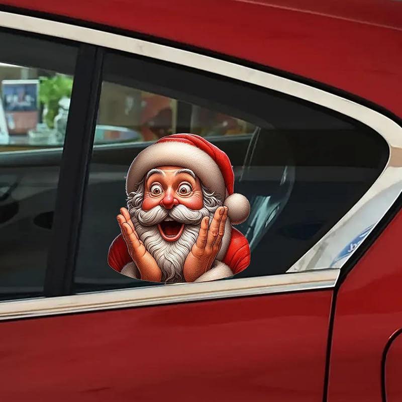 Santa Waving Hand Decal,3D Self-Adhesive Vinyl Sticker for Christmas, Polyvinyl Chloride Car & Window Cling, Suitable for Glass, Metal, Ceramic
