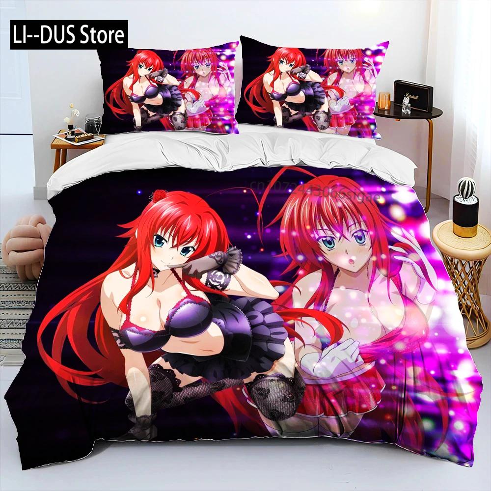 Sexy Girl High School DxD Anime Bedding Set Duvet Cover Bed Set Quilt Cover Pillowcase Comforter King Queen Size Boys Adult