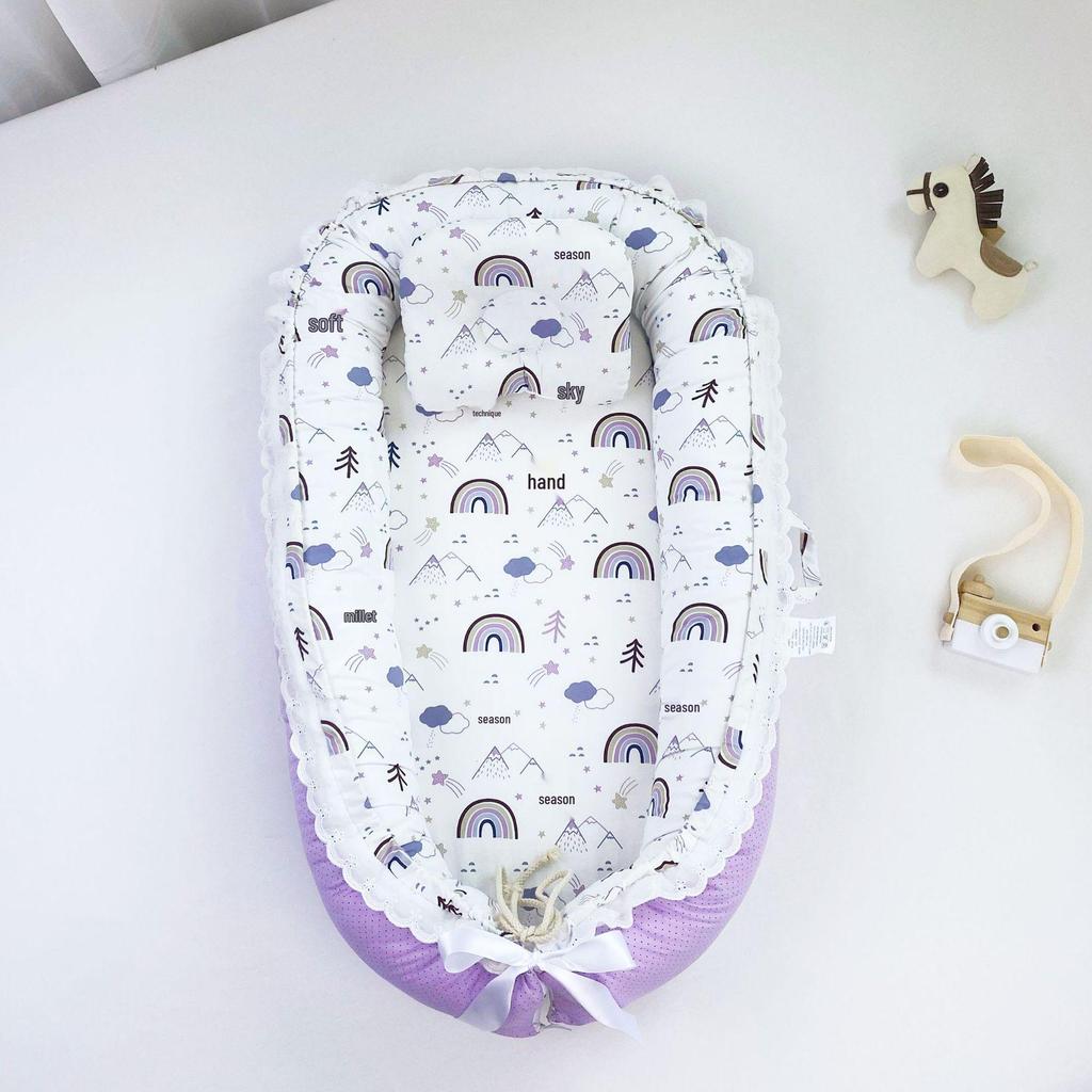 Pure Cotton Lace Removable & Washable Baby Nest Bed - Newborn Sleeping Bed