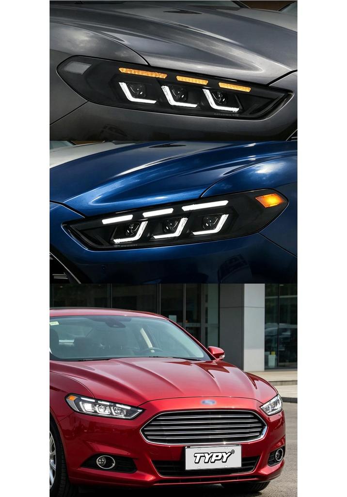 LED Headlight Assembly with Flowing Turn Signals for 13-16 Ford Mondeo, Mustang-Style