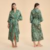 Yaoting European and American satin long-sleeved pajamas women's long loose and comfortable nightgown printed loungewear WP1981