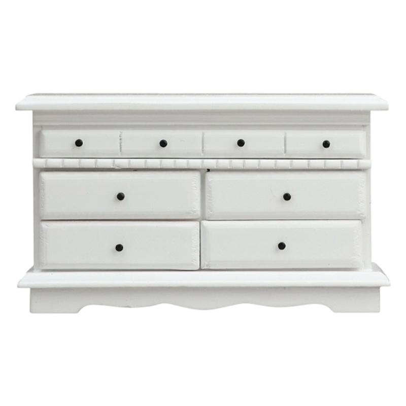 

White Wooden 4 Drawer Cabinet For 1/12 Dollhouses Miniature Furniture And Scenery Display білий