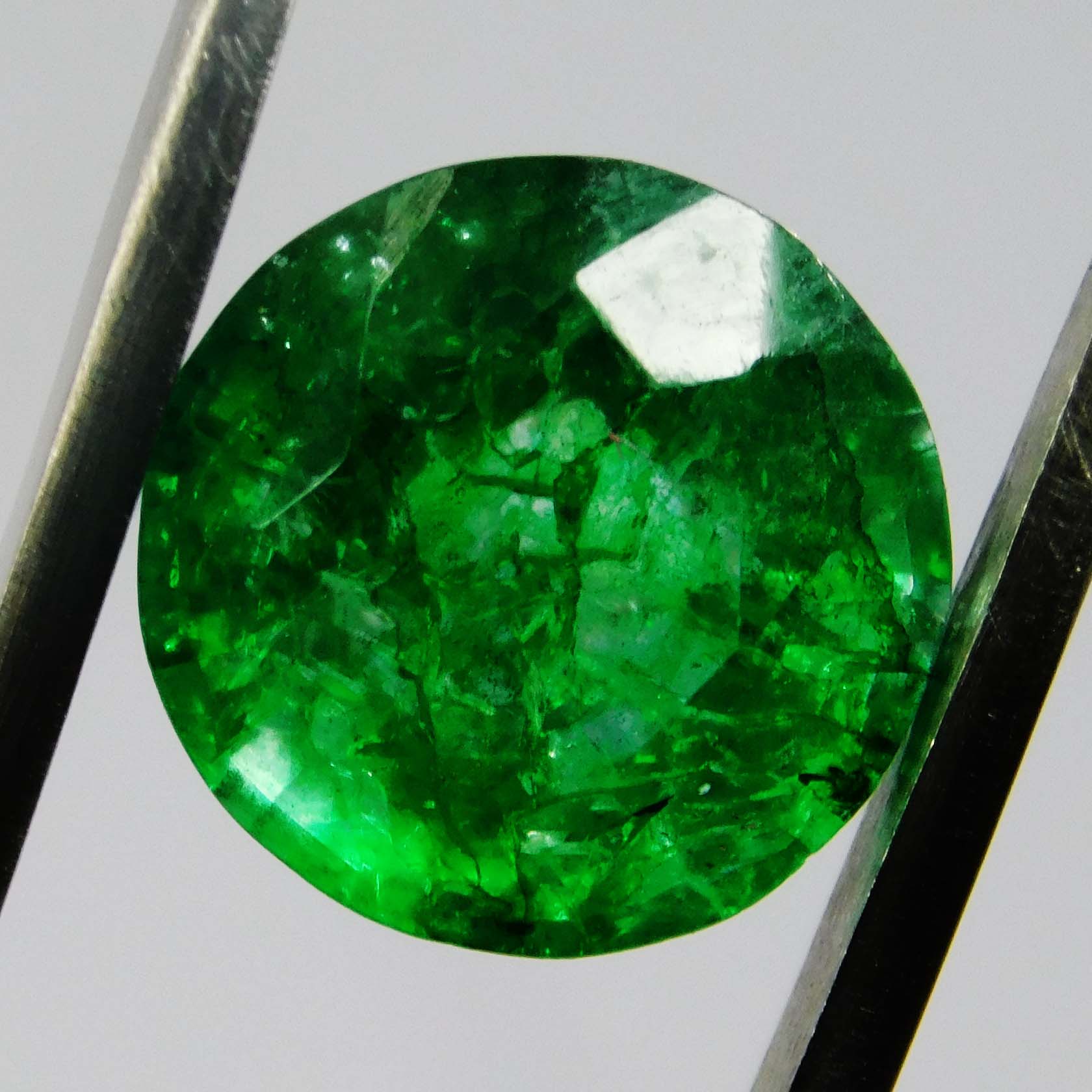 

5.15 Carat Natural CERTIFIED Emerald Round Cut Green Colombian Loose Gemstone 10.9 mm approx. зелений