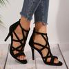 Fashion Sexy Pointed Toe Suede Cross Strap Sandals Women 2025 Summer Cover Heel Super High Heels Sandals Fashion Party Dress Jazz Shoes