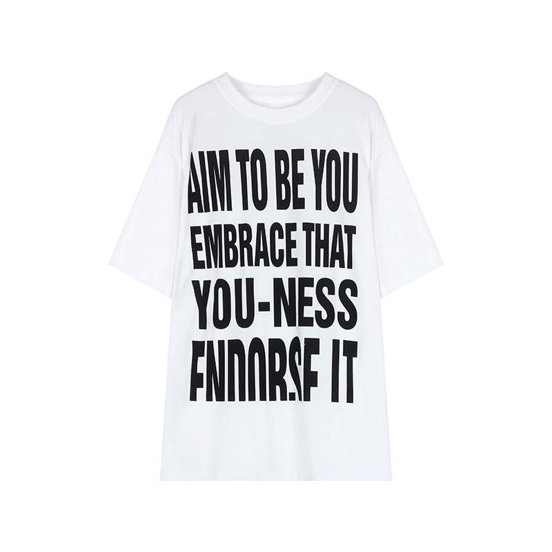 

Women s Plus Size Retro Letter Print Cotton T-Shirt - Loose Fit, Trendy Streetwear 3XL (156-170 lbs) белый