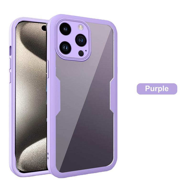 

Чехол для телефона для iPhone 15 Pro Max, 360 градусов, 360 градусов, весь корпус, передняя часть, задняя часть, мягкий чехол из ТПУ для iPhone 15 Plus Pro 15pro 15plus 15promax Max, чехлы For iPhone 15 Pro Max фиолетовый
