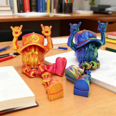 Yousheng 3D Printed Christmas Gnome Ornament Devil Horn Dwarf Figurine Fidget Toy with Movable Joints Articulated Elf Model Decoration
