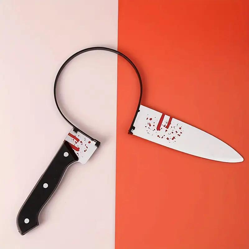 1pcs Realistic Halloween Zombie Prop – Fake Axe, Saw Headband, and Bloody Knife for Horror Party