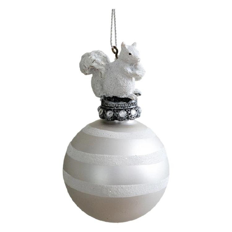 Ornamenti di Natale in Vetro Premium con Forme Creative a Goccia e Scoiattoli e Dettagli Dinamici di Glitter
