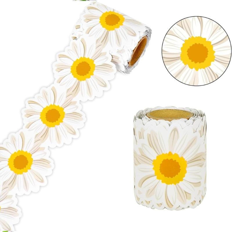 10m Bulletin Board Borders Flowers Classroom Blackboards Flowers Border Trim Decoration for Poster Boards Decoration