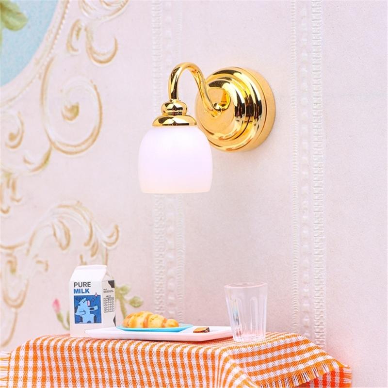 Dollhouses LED Wall Sconce 1/12 Miniature Wall Lamps for Dollhouses Bedroom Display Lighting Dollhouses Scale Decoration
