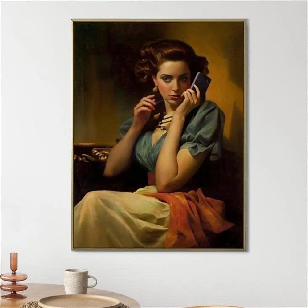 Altered Art The Royal Headphones Poster Wall Art Oil Painting Maximalist Prints Classical Portrait Canvas Painting Gallery Decor