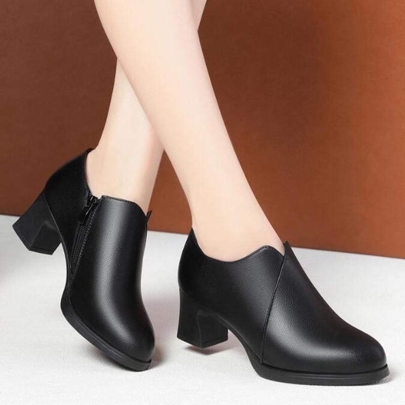 Women Designer Comfortable Fashion Thick Heel Shoes Autumn New Women Round Head Deep Mouth Thick Sole Office High Heels
