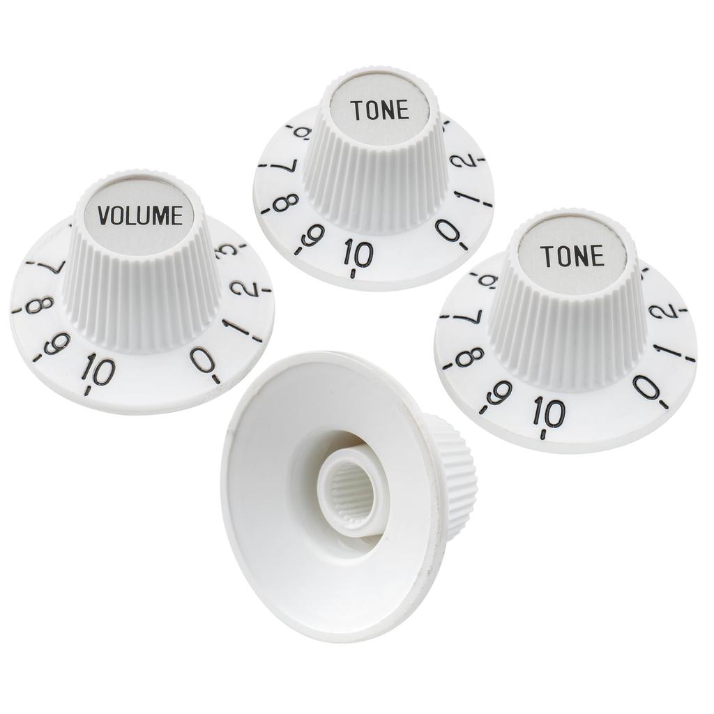 Musiclily Pro Top Hat Sombrero Inch for Volume and Tone Controls of Electric White 2 TONE Knob, Knob, Standard, Guitar/Bass Amplifiers, (2 VOL. + Set)
