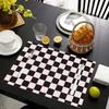 4 PCS Sweet Black Pink Grid Table Mat Waterproof Anti Slip Tableware Mat Kitchen Dining Home Decor