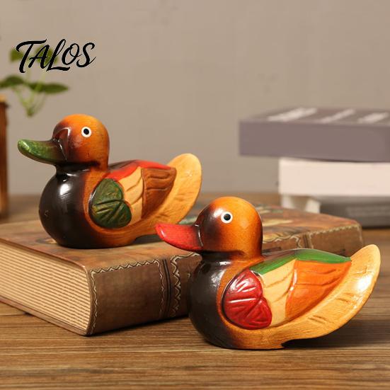 Warm Romantic Room Accent 1 Pair Wedding Ducks Ornament, Hand-Painted Wooden Mandarin Duck Statues, Color Lasting Vivid Statue Garden Bird Statue,
