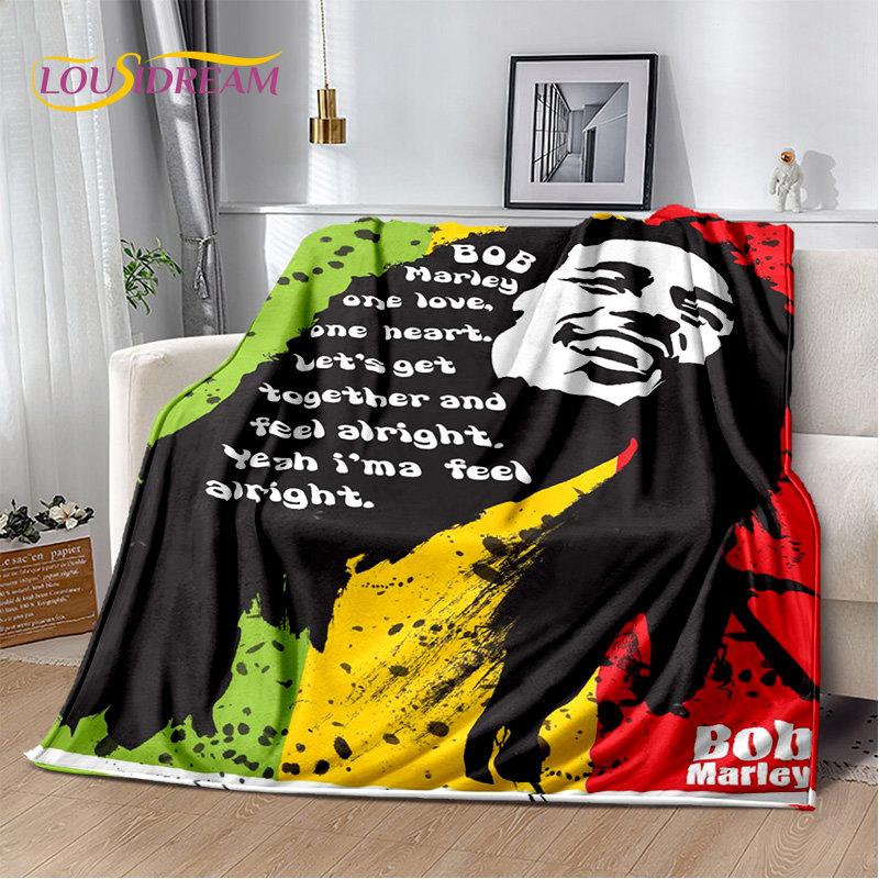 Bob Marley Reggae Music Jamaican Maple Leaf Plush Blanket,Flannel Blanket Throw Blanket for Living Room Bedroom Bed Sofa Picnic