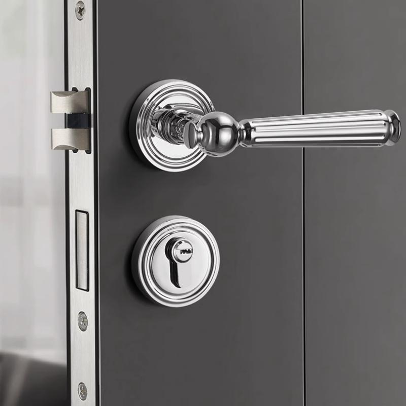 Bedroom Wooden Door Lock, Retro Split American Style Silent Handle Lock