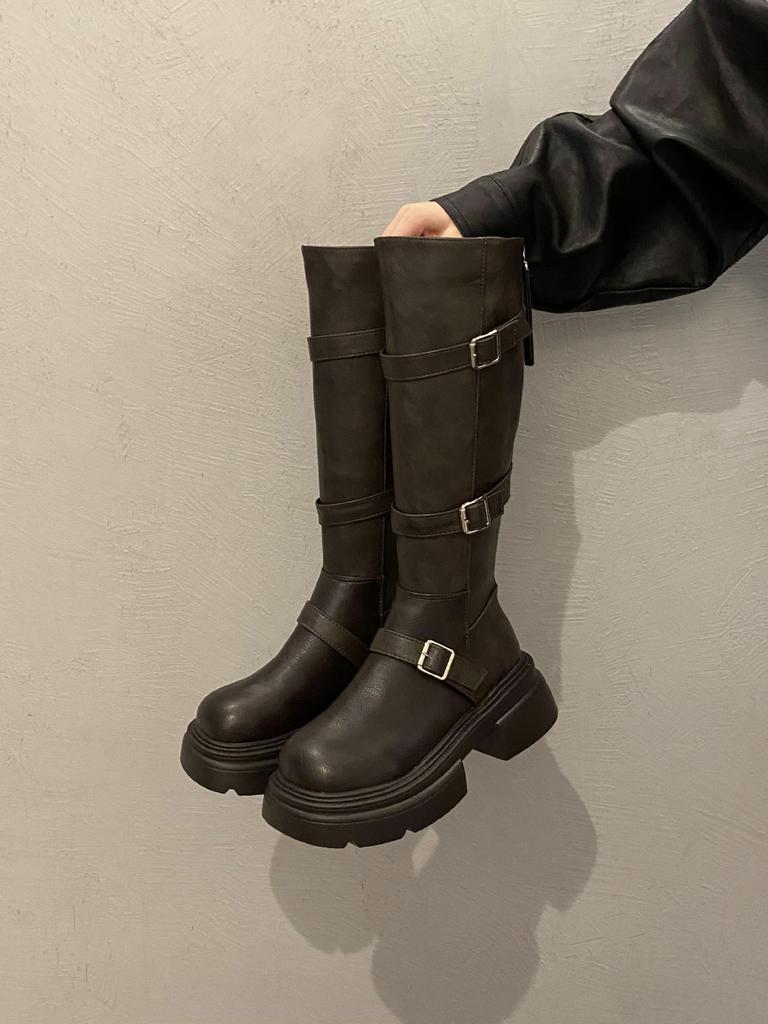 Brown Boots Women's 2025 Autumn and Winter New Thick-soled But Knee-high Knight Boots Maillard Slim Long Boots