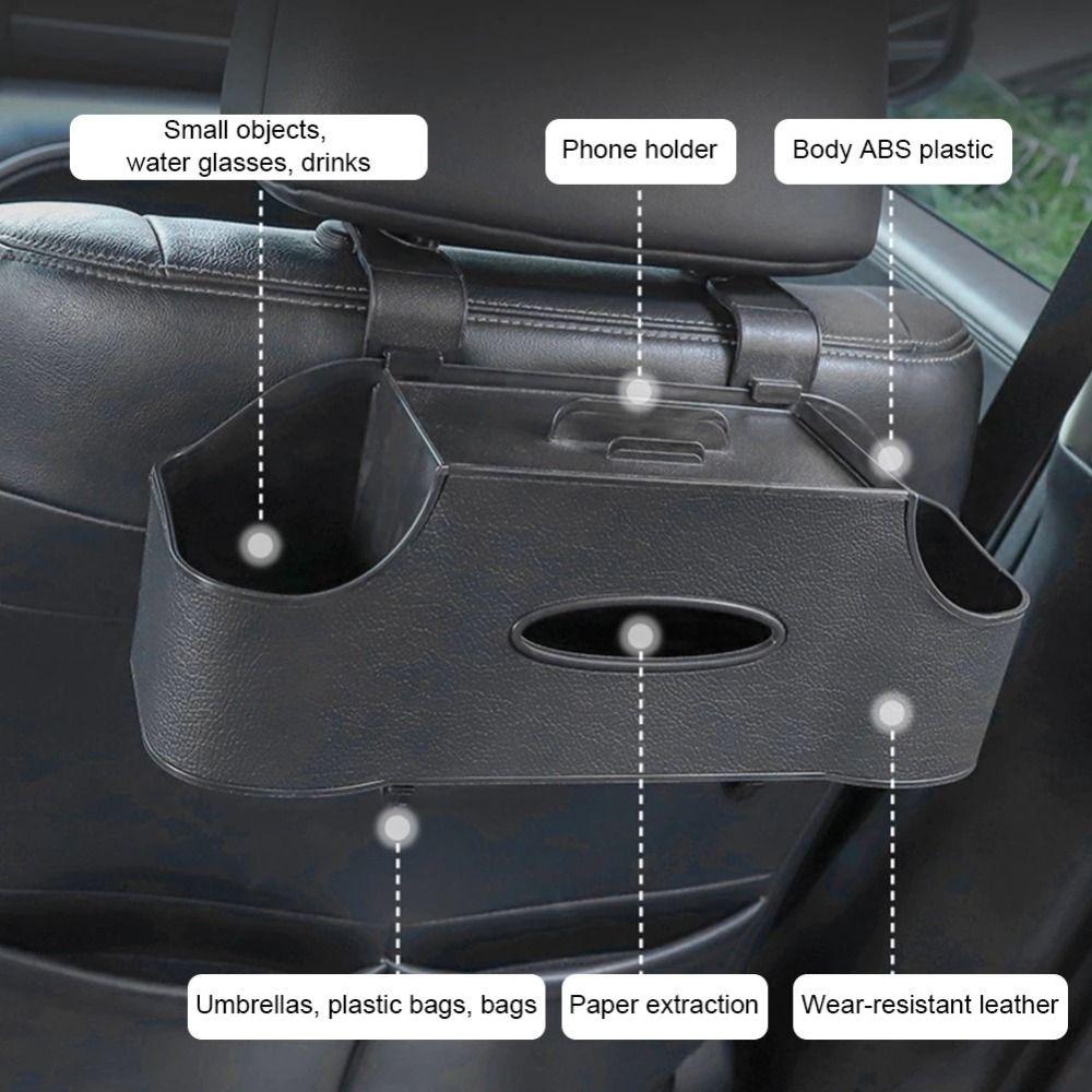 1Pc with 2 Cup Holders Car Tissue Box Holder 4 Color Headrest Hooks Car Accessories