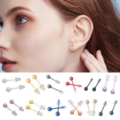 Fashionable Round Flexible Bioplast Bioceramics Elegant Designs Ear Nose Studs Nickel Piercing Retainers Daily Use
