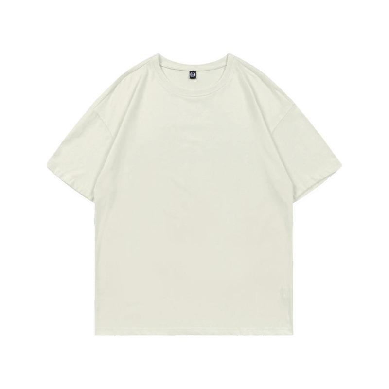 Summer new 200g pure cotton small shoulder youth campus sports and leisure loose solid color round neck short sleeves