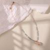 Korean Macaron Color Beaded Necklace with Heart and Floral Design