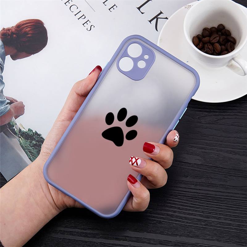 

Чехол для телефона с изображением кошки, собаки, лапы, животного для iPhone 13, 12, 11 Mini Pro XR XS Max 7, 8 Plus X, матовая прозрачная серая задняя крышка iPhone11pro