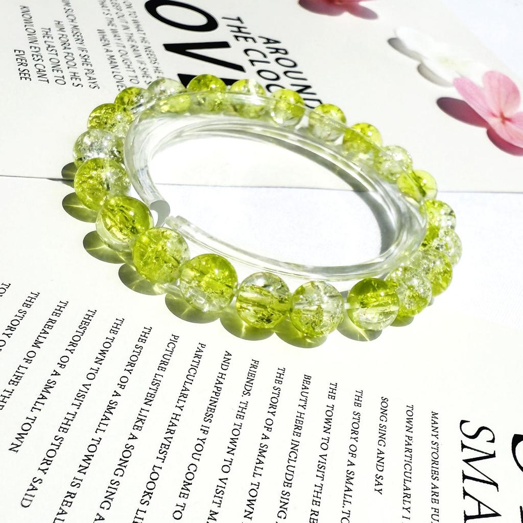 8mm Glazed Frosted Glass Bead Two-Color Wrap-Around Student Bracelet