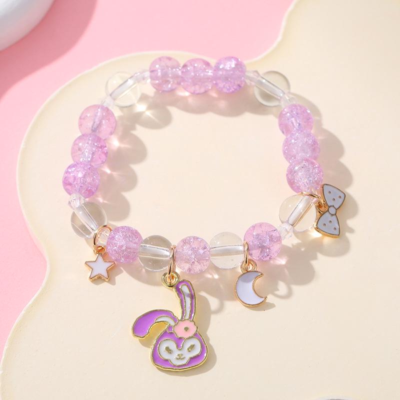 Sanrio Cinnamoroll Crystal Beaded Bracelet - Handmade Cartoon Gift for Female Students, Friends, and Couples.