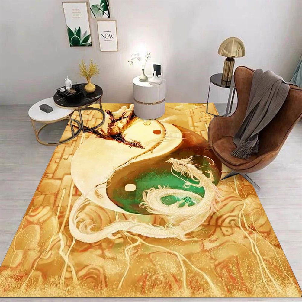 Chinese Style National Trend Carpet Taoist Tai Chi Dragon Crane Auspicious Cloud Patterns Non Slip Rug For Living Room Decor