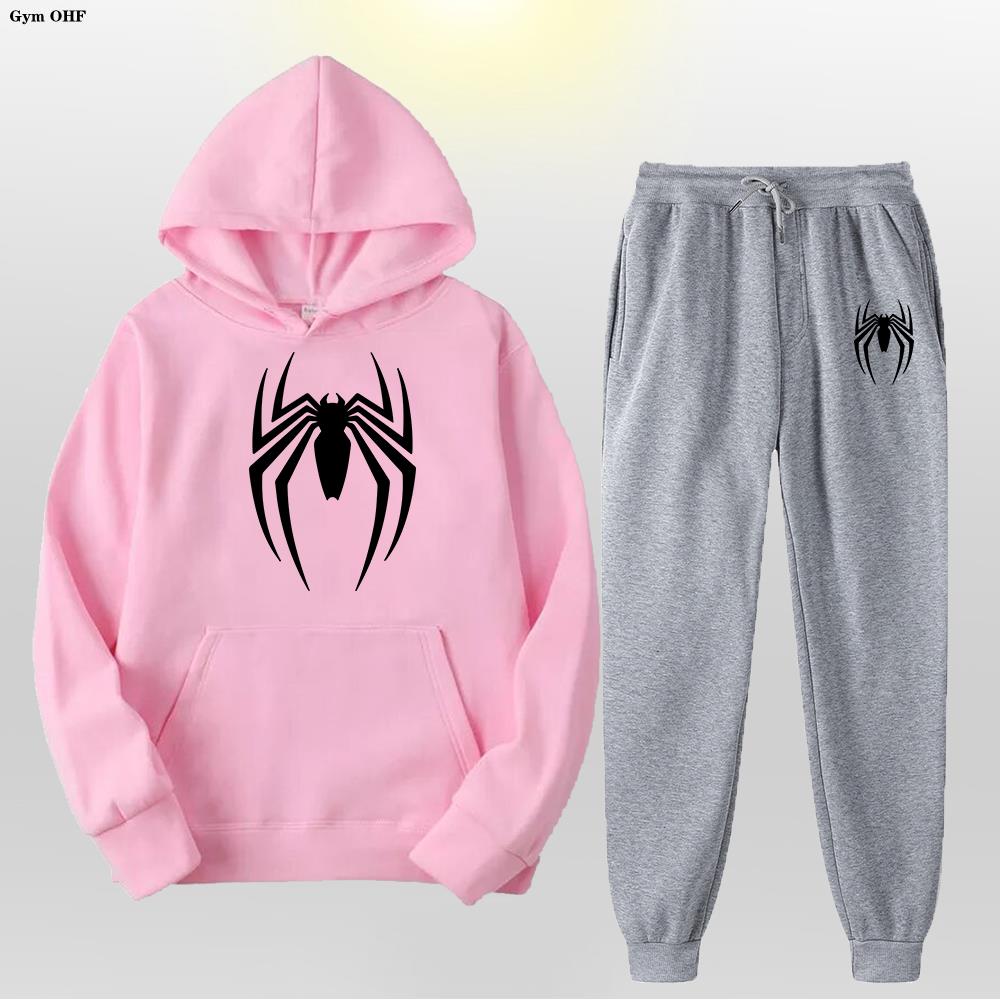 Women Men's Tracksuit Spider 2 Pieces Set Sweatshirt + Sweatpants Sportswear Hoody Casual Streetwear Men Clothing Hoodies Suit