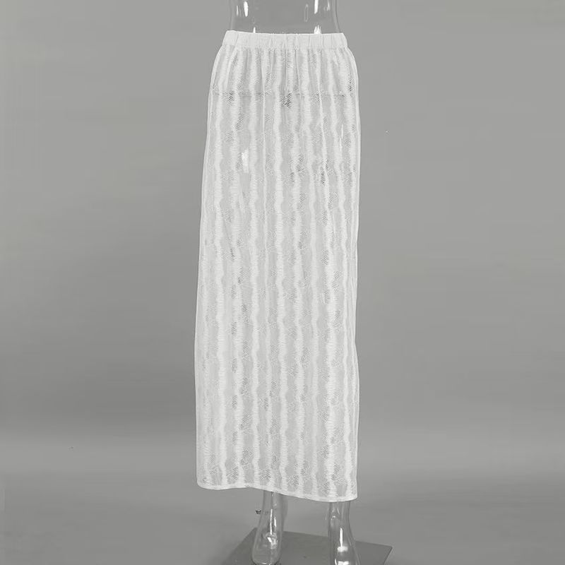 

Fashion Fashion Jacquard High Waist Skirt Jacquard Perspective Sexy Half Skirt White S