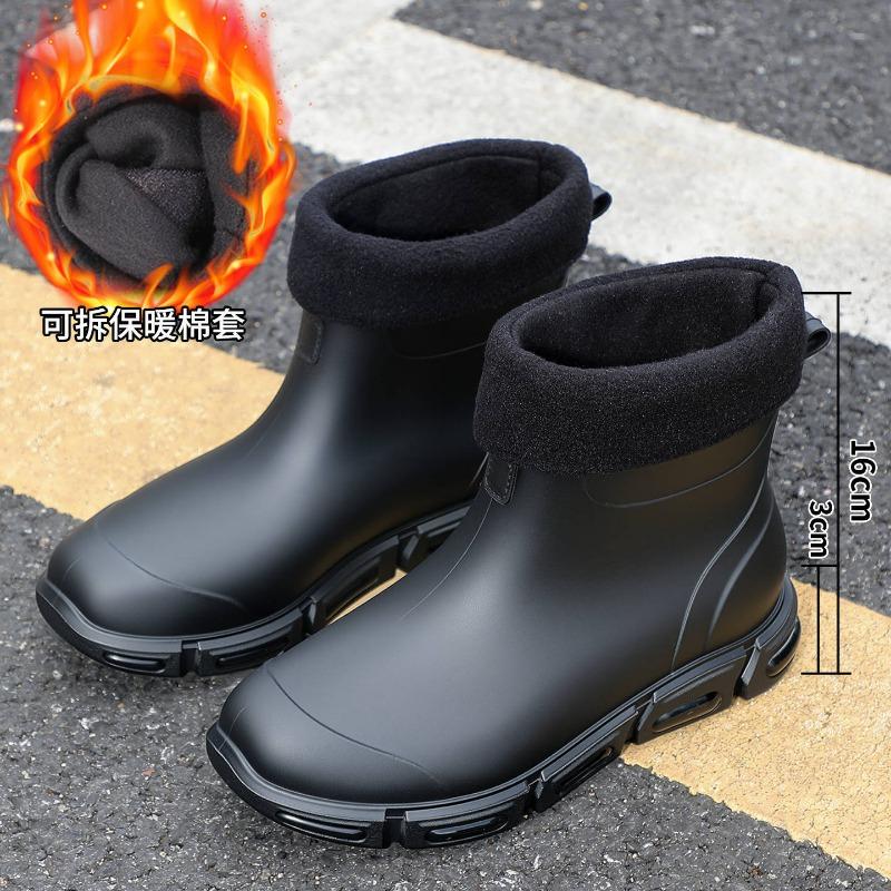Spring and summer wading short boots khaki white men's rain shoes non-slip lightweight waterproof black classic rubber shoes waterproof boots men