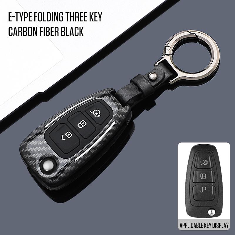 Carbon Fiber ABS Car Key Case Cover For Ford Fiesta Ranger C-Max S-Max Focus 3 4 Galaxy Mondeo Transit Tourneo Custom MK3 MK4