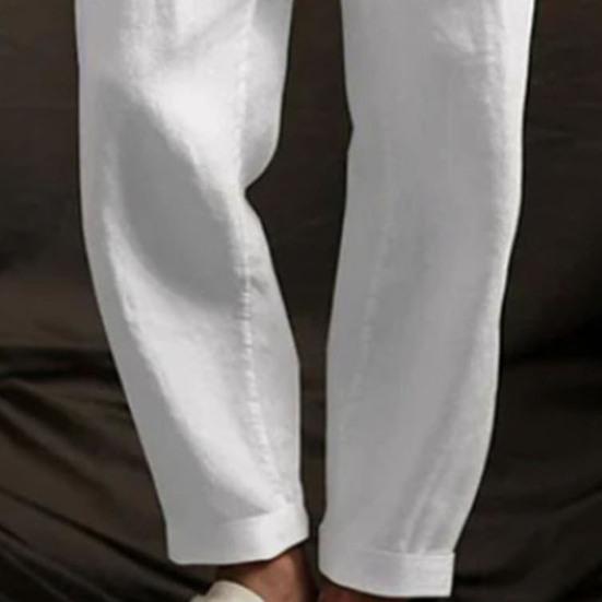 Men's Straight Leg Pants Solid Color Casual Trousers Breathable Loose Fit Pants with Reinforced
