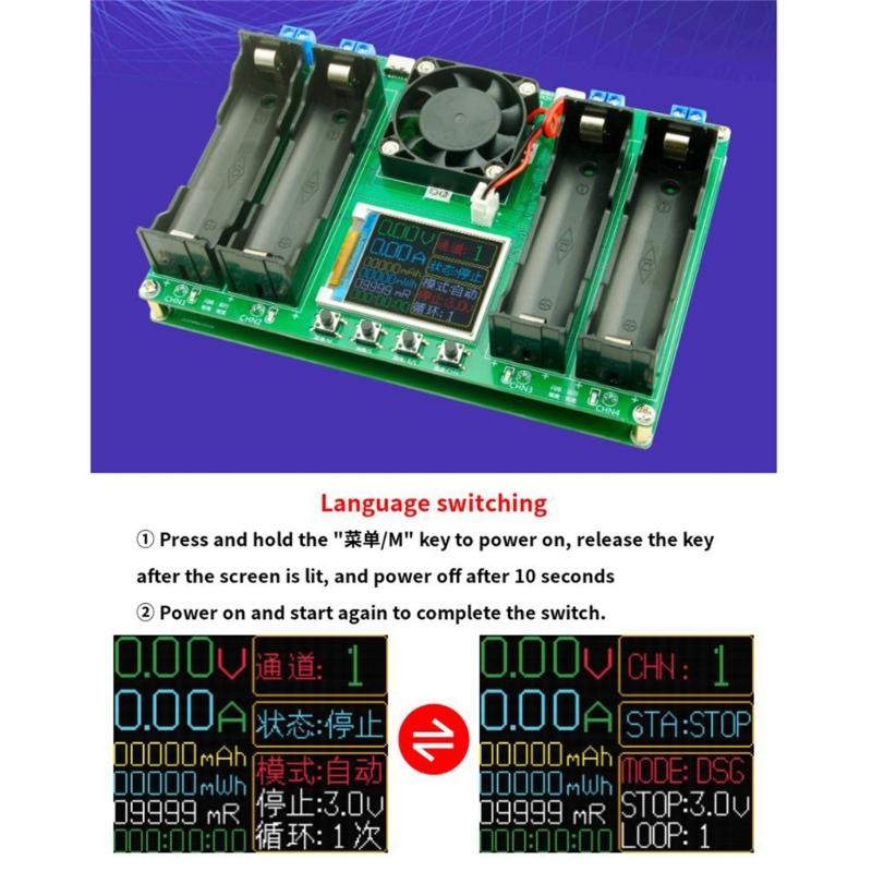 Modul testeru skutečné kapacity lithiové baterie 18650 se 4kanálovým digitálním měřením MaH/MwH, vysoce přesný tester