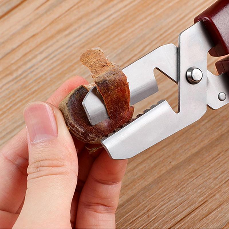 Chestnut Cutter Tool Long Handle Chestnut Clipper Stainless Steel Chestnut Skin Remover Nut Opener Tool Multifunction Walnut Nut